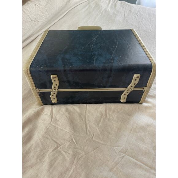 Vintage Samsonite Suitcase Shwayder Bros 1950s Blue Marbled - Picture 6 of 10